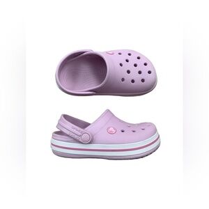 Crocs Size J1 Light Pink and White Crocband Clog Sandals